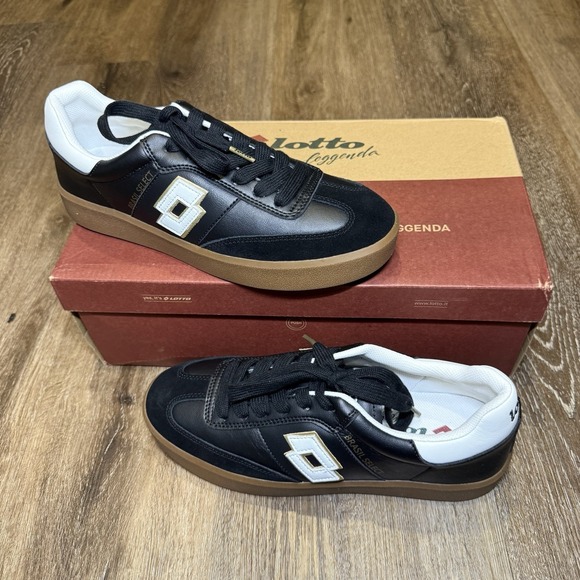 Lotto Brasil Select‎ Soccer Shoes Mens 8 Womens 6.5 Black White Gum Bottom Skate